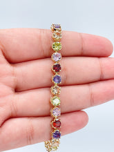 Load image into Gallery viewer, 18k Gold Filled Round Multi-Color Cubic Zirconia Bracelet, Colorful CZ Bracelet, Supplies
