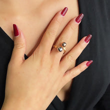 Load image into Gallery viewer, 18k Gold Filled Tri Color Ball Adjustable Ring
