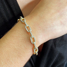 Load image into Gallery viewer, 18k Gold Filled Micro Pave Zirconia Puffy Mariner and Chunky Paper Clip Link Bangles
