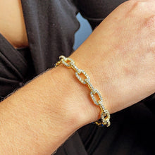 Load image into Gallery viewer, 18k Gold Filled Micro Pave Zirconia Puffy Mariner and Chunky Paper Clip Link Bangles
