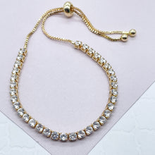 Load image into Gallery viewer, 18k Gold Filled Colorful Cubic Zirconia Tennis Bracelet: Adjustable Arm Candy
