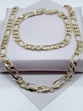 Load image into Gallery viewer, 18k Gold Filled Flat Figaro 3X1 Set for Men, Sold Separately, Wholesale
