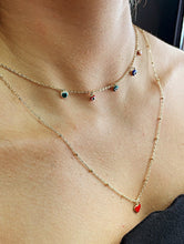 Load image into Gallery viewer, 18k Gold Filled Layered Thin Satellite Chain Necklaces with 5 Colorful Evil Eyes
