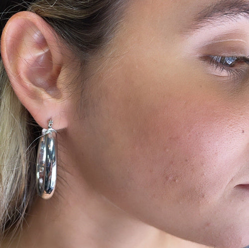 18k Gold Filled Thick Flat Inside Hoop Earrings, Plain Gold Fat 40mm Hoops, Everyday Hoops, Birthday Gift, For Her