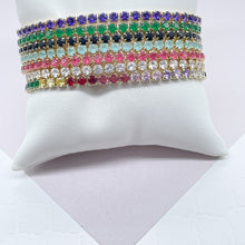 Load image into Gallery viewer, 18k Gold Filled Colorful Cubic Zirconia Tennis Bracelet: Adjustable Arm Candy
