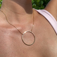 Load image into Gallery viewer, 18k Gold Filled Box Chain Featuring The Circle of Life Charm Pendant Necklace,
