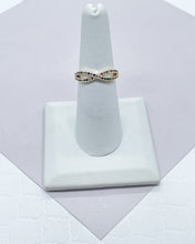 Load image into Gallery viewer, 18k Gold Filled Infinity Ring Featuring Multi Color Micro Pave Cubic Zirconia
