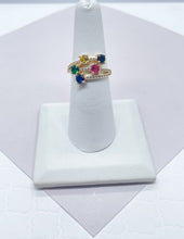 Load image into Gallery viewer, 18k Gold Filled Ring: Multi Color Cubic Zirconia Eternity Band
