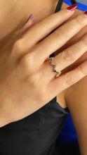 Load image into Gallery viewer, 18k Gold Filled Zig Zag Ring: Multi Color Cubic Zirconia Stackable Band
