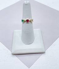 Load image into Gallery viewer, 18k Gold Filled Eternity Ring: Pink, Crystal, Green Cubic Zirconia
