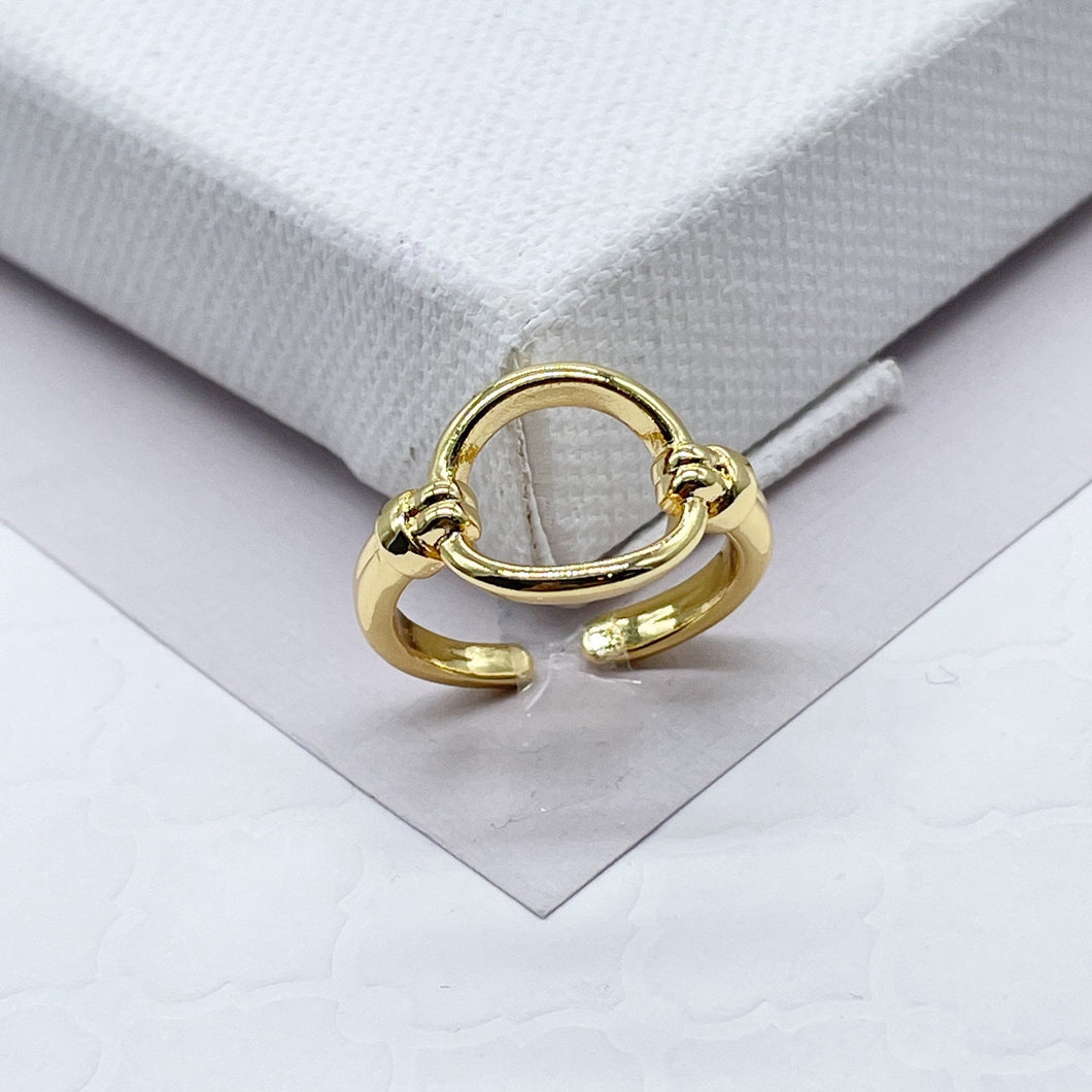 18k Gold Filled Minimalistic Adjustable See Through Circle Ring, Hallowed Gold