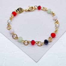 Load image into Gallery viewer, 18k Gold Filled Beaded Kids Bracelet With a Variety Of Multi Color Acrylic Faceted Beads
