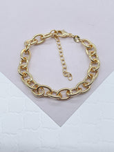 Load image into Gallery viewer, 18k Gold Filled Chunky &quot;but Light&quot; Link Necklace Bracelet Set With Extenders, Gift Her Jewelry
