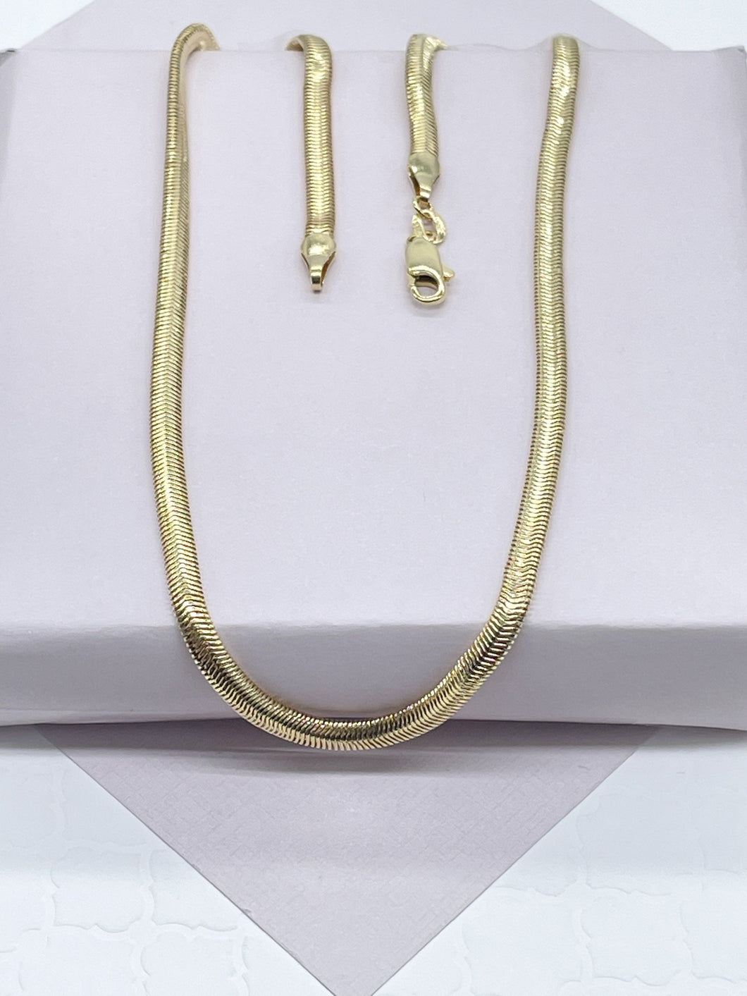 18k Gold Filled 5mm Soft Flat Snake Chain Supplies