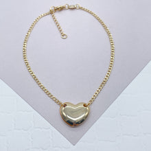 Load image into Gallery viewer, 18k Gold Filled Curb Chain Anklet: Puffy Heart Charm
