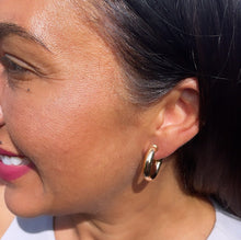 Load image into Gallery viewer, Thick 18k Gold Filled Plain 5mm Chunky 3/4 Hoop Earrings Push Back Closing the and Jewelry Making Supplies
