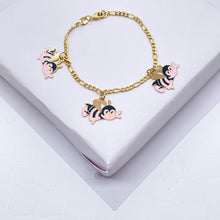 Load image into Gallery viewer, 18k Gold Filled Children’s Charm Bracelet: Elephant, Bee, Duck
