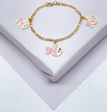 Load image into Gallery viewer, 18k Gold Filled Children’s Charm Bracelet: Elephant, Bee, Duck
