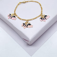 Load image into Gallery viewer, 18k Gold Filled Children’s Charm Bracelet: Elephant, Bee, Duck
