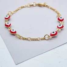 Load image into Gallery viewer, 18k Gold Filled Red Evil Eye Kids Bracelet Protection
