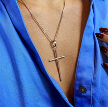 Load image into Gallery viewer, 18k Gold Filled VintageThin Plain Cross Pendant Charm, Silver, Rose Gold, Minimalist Jewelry Supplies
