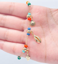 Load image into Gallery viewer, 18k Gold Filled Cowrie Shell Bracelet: Colorful Beaded Marine Jewelry
