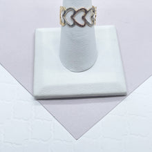 Load image into Gallery viewer, 18k Gold Filled Adjustable Tri-Color Matte Heart Ring Tricolor Jewelry
