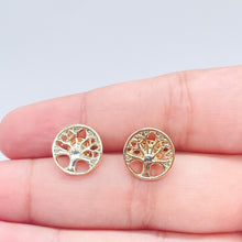 Load image into Gallery viewer, Casting 18k Gold Filled Plain Tree of Life Circle Stud Earrings, Mother Earth Jewelry
