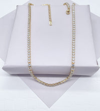Load image into Gallery viewer, 18k Gold Filled 3mm Tennis Necklace Available In Silver Cubic Zirconia Necklace Chain Jewelry
