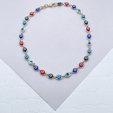 Load image into Gallery viewer, 18k Gold Filled Multicolor Evil Eye Anklet Wholesale Protection Jewelry
