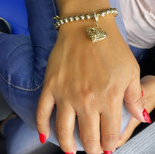 Load image into Gallery viewer, 18k Gold Filled Beaded Bracelet: Patterned See-Through Heart
