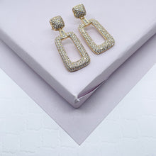 Load image into Gallery viewer, 18K Gold Filled Square Micro Pave Cubic Zicornia Dangling Party Earrings
