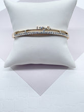 Load image into Gallery viewer, 18k Gold Filled Cubic Zirconia 'Love' Bangle Bracelet
