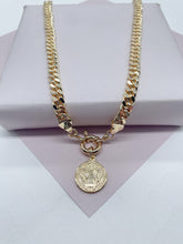 Load image into Gallery viewer, 18k Gold Filled 6mm Cuban Link Choker Featuring Large Chunky Spring Ring And St Benedict Charm Supplies Design
