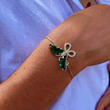 Load image into Gallery viewer, 18k Gold Filled Clear Micro Pave Cubic Zirconia And Colorful CZ Butterfly Adjustable Bracelet, Slider Clasp,
