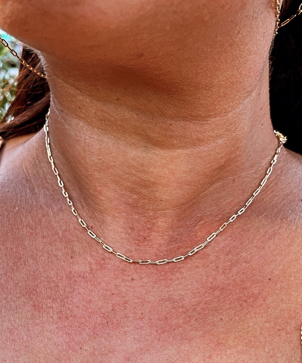 18k Gold Filled 2mm Dainty Paper Clip Chain Necklace Supplies Creative Styling Designers