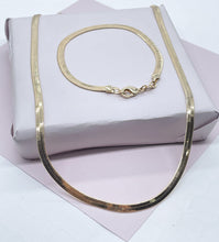 Load image into Gallery viewer, 18k Gold Filled Flexible Herringbone 4mm Chain Necklace &amp; Bracelet
