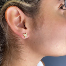 Load image into Gallery viewer, 18k Gold Filled Butterfly Stud Earrings: Dainty Jewelry
