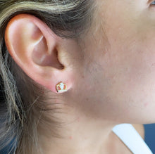 Load image into Gallery viewer, 18k Gold Filled Small Crown Cubic Zirconia Stud Earrings Dainty Jewelry Making Supplies
