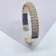 Load image into Gallery viewer, 18k Gold Filled Cuff Bracelet: Twisted Wire &amp; Cubic Zirconia
