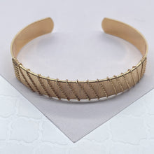 Load image into Gallery viewer, 18k Gold Filled Cuff Bracelet: Wrapped Gold Thread Bangle
