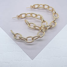 Load image into Gallery viewer, 18k Gold Filled Link Chain Hoop Earrings, C-Hoops Large Cable Chain Link Style
