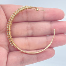 Load image into Gallery viewer, 18k Gold Filled Hoop Earrings with Twisted Thread &amp; Cubic Zircon
