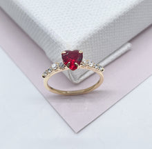 Load image into Gallery viewer, 18k Gold Filled Heart Ring: Pave Cubic Zirconia Band
