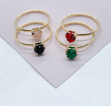 Load image into Gallery viewer, Thin 18k Gold Filled Ring Featuring Solitaire Colorful Heart Shape Cubic Zirconia Jewelry
