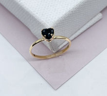 Load image into Gallery viewer, Thin 18k Gold Filled Ring Featuring Solitaire Colorful Heart Shape Cubic Zirconia Jewelry
