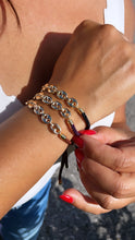 Load image into Gallery viewer, 18k Gold Filled Twisted Fabric Bracelet With Mariner Chain in The Center in Winter Colors
