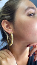 Load image into Gallery viewer, 18k Gold Filled Hoop Earrings with Twisted Thread &amp; Cubic Zircon
