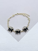 Load image into Gallery viewer, 18k Gold Filled Enamel Elephant Bracelet: Multi Color Puffy Jewelry
