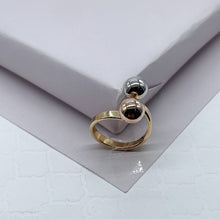 Load image into Gallery viewer, 18k Gold Filled Tri Color Ball Adjustable Ring
